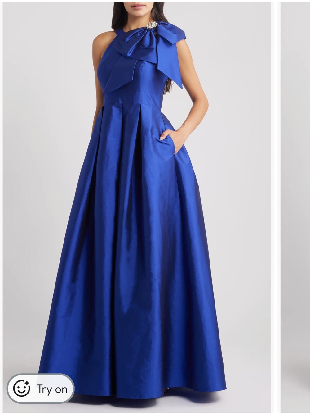 Eliza J Royal Blue Bow Mikado Ball Gown
